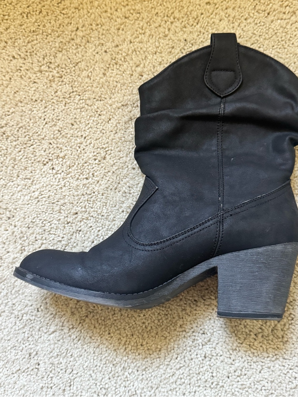 Women’s Suede Black Western Block Heel Boot